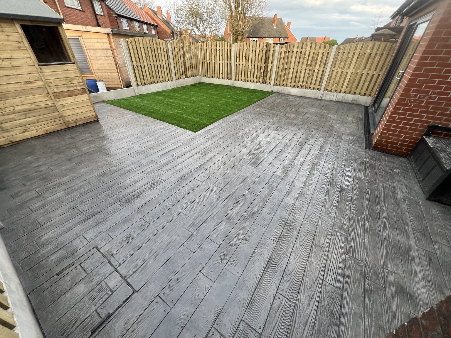 Wood plank effect patio
